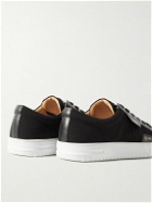 Dunhill - Court Leather- and Suede-Trimmed Canvas Sneakers - Black
