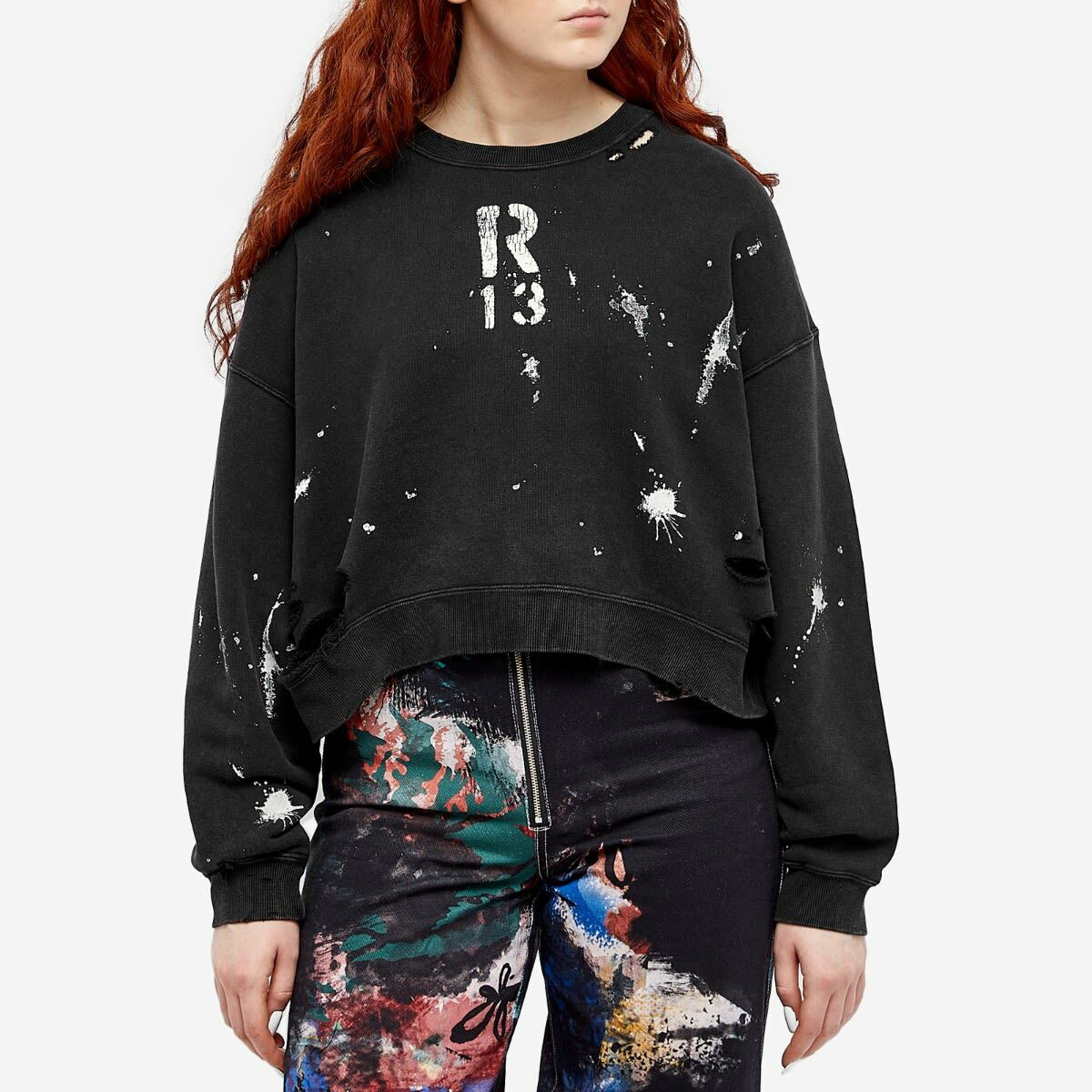 R13 Women's New York Hoodie, Acid Black, S at  Women's