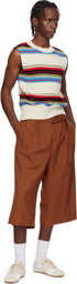 Dries Van Noten Orange Belted Wool Mohair Shorts