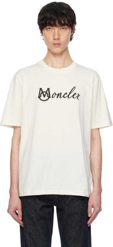 Photo: Moncler Off-White Embroidered Varsity Logo Cotton T-shirt