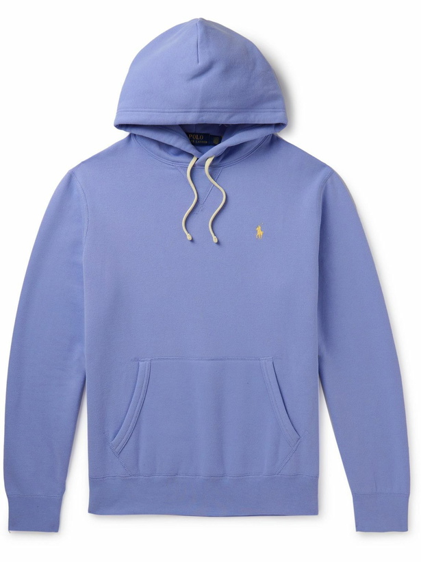 Photo: Polo Ralph Lauren - Logo-Embroidered Cotton-Blend Jersey Hoodie - Blue