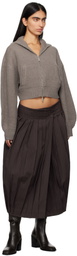 REMAIN Birger Christensen Taupe Knitted Cropper Bomber Sweater