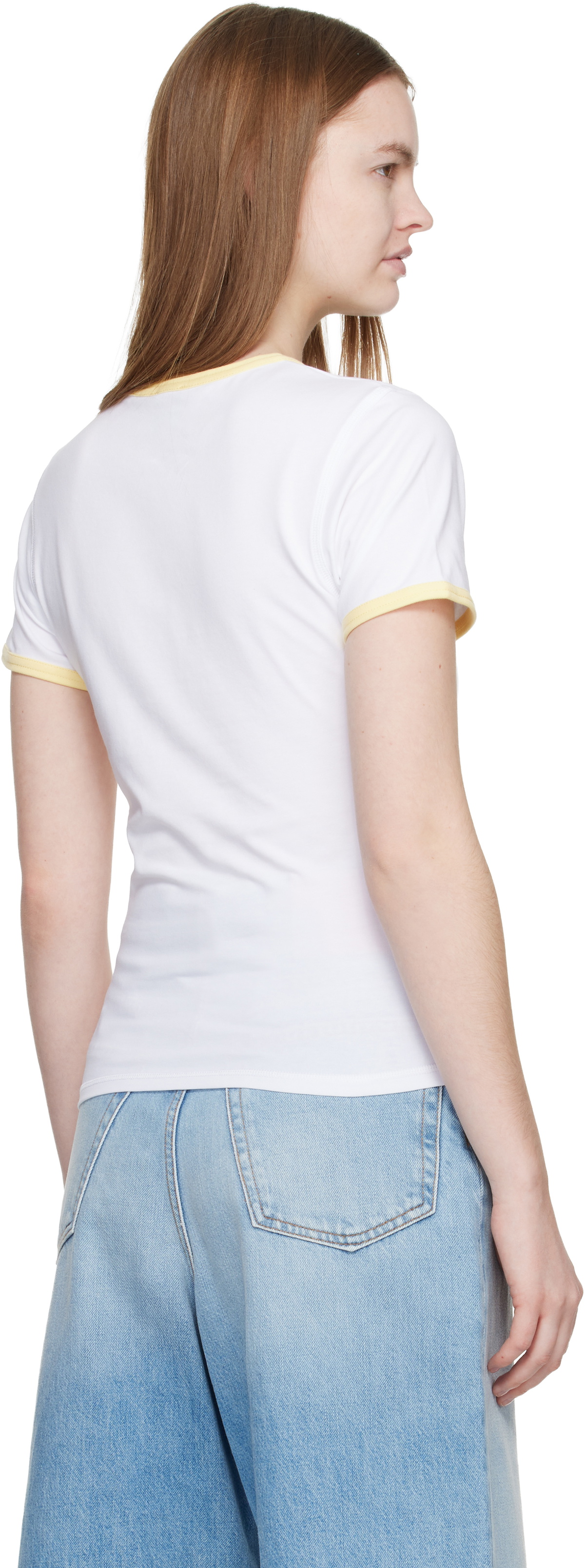 Casablanca White Beyond Destiny Longline Ringer Short Sleeve T-shirt