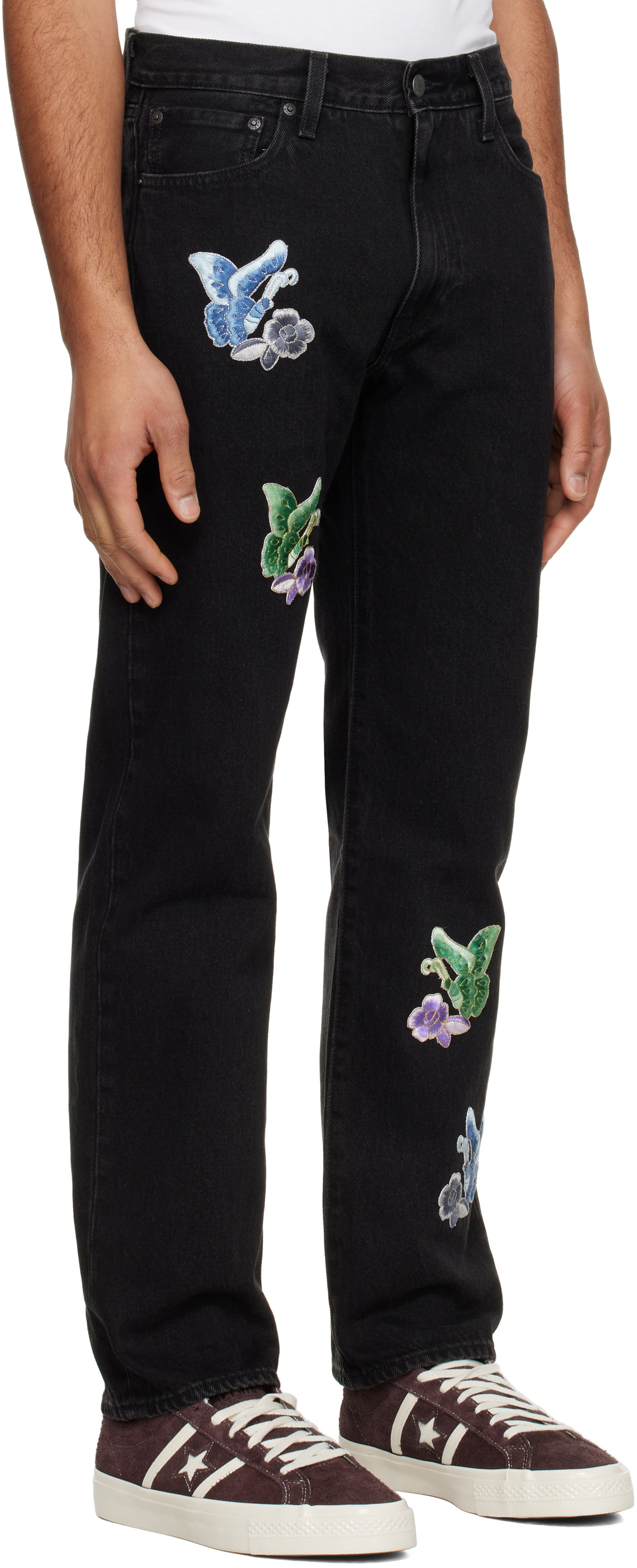 Anna Sui Black Washed Patchwork Jeans