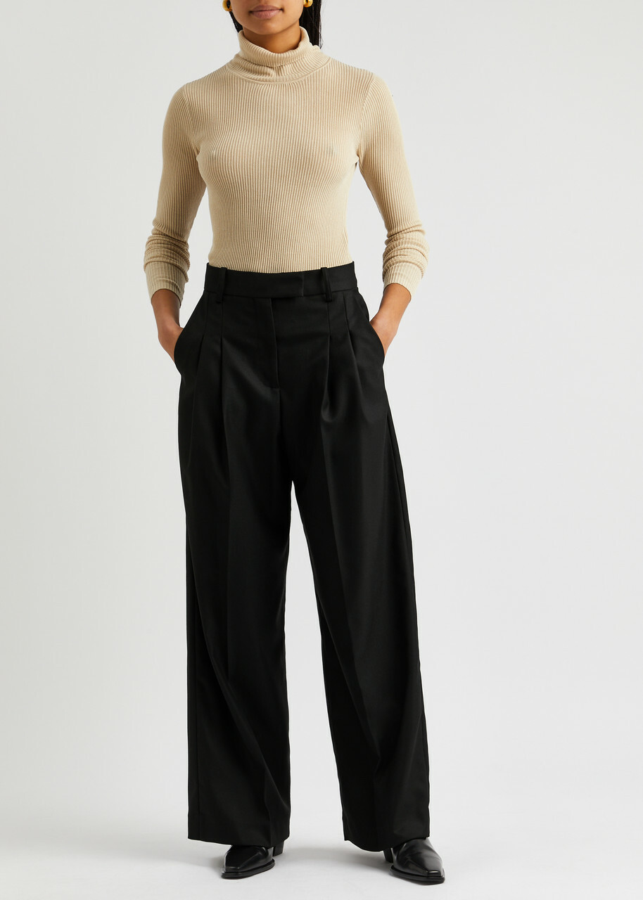 BY Malene Birger Cymbaria Wide-leg Twill Trousers Black