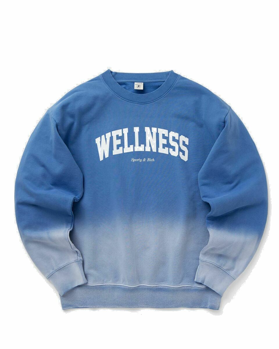 Photo: Sporty & Rich Wellness Ivy Crewneck Dip Dye Blue - Mens - Sweatshirts