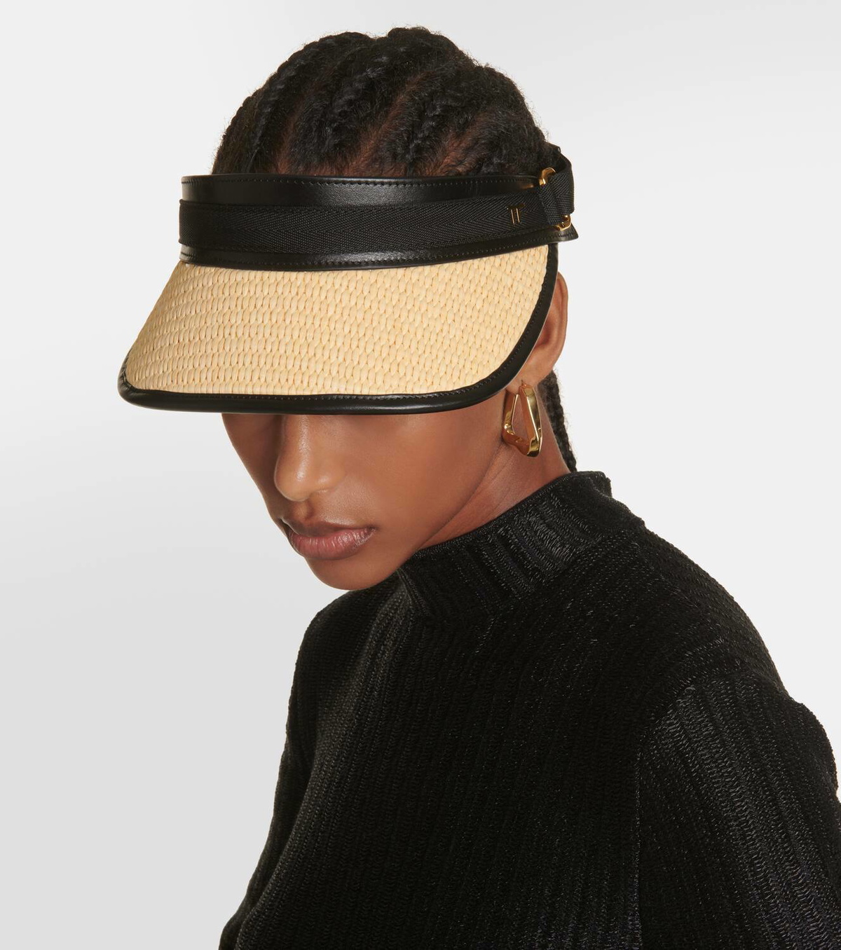 Tom Ford Leather-trimmed raffia-effect visor TOM FORD display picture 3