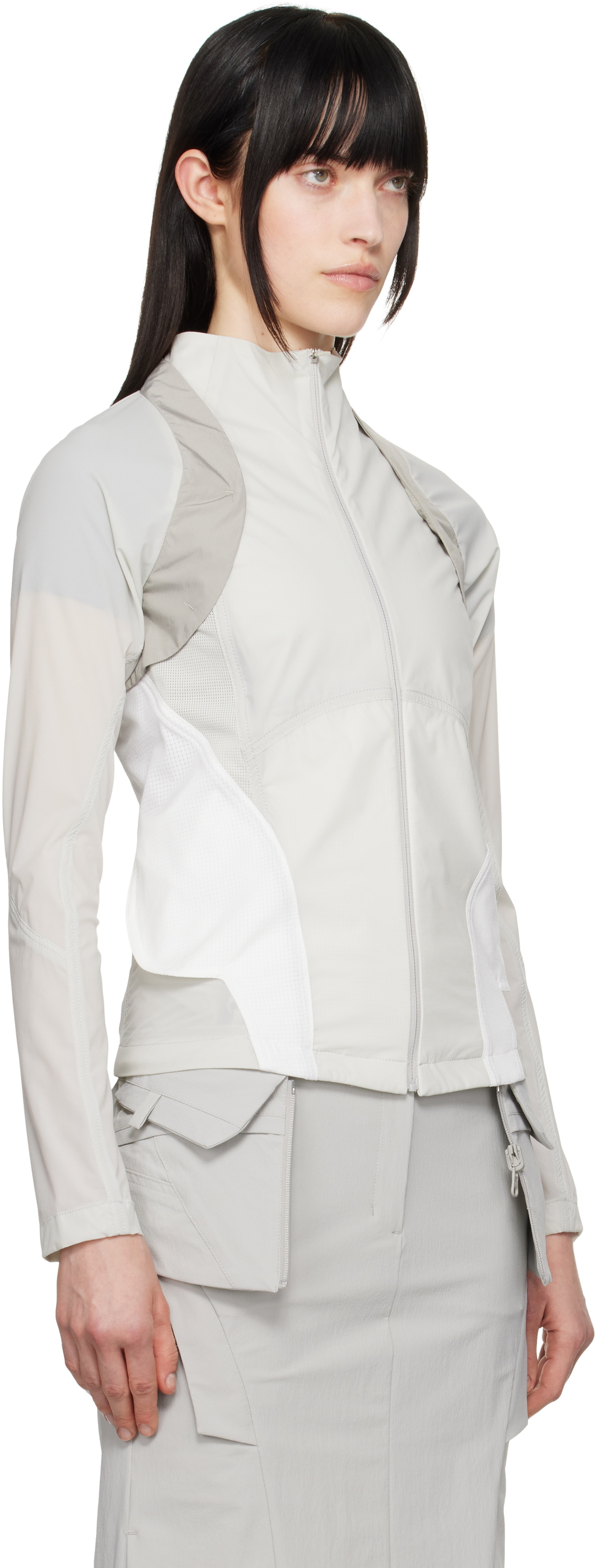 HYEIN SEO Gray Paneled Windbreaker Jacket