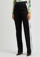 Meryll Rogge Panelled Straight-leg Wool Trousers Black And White