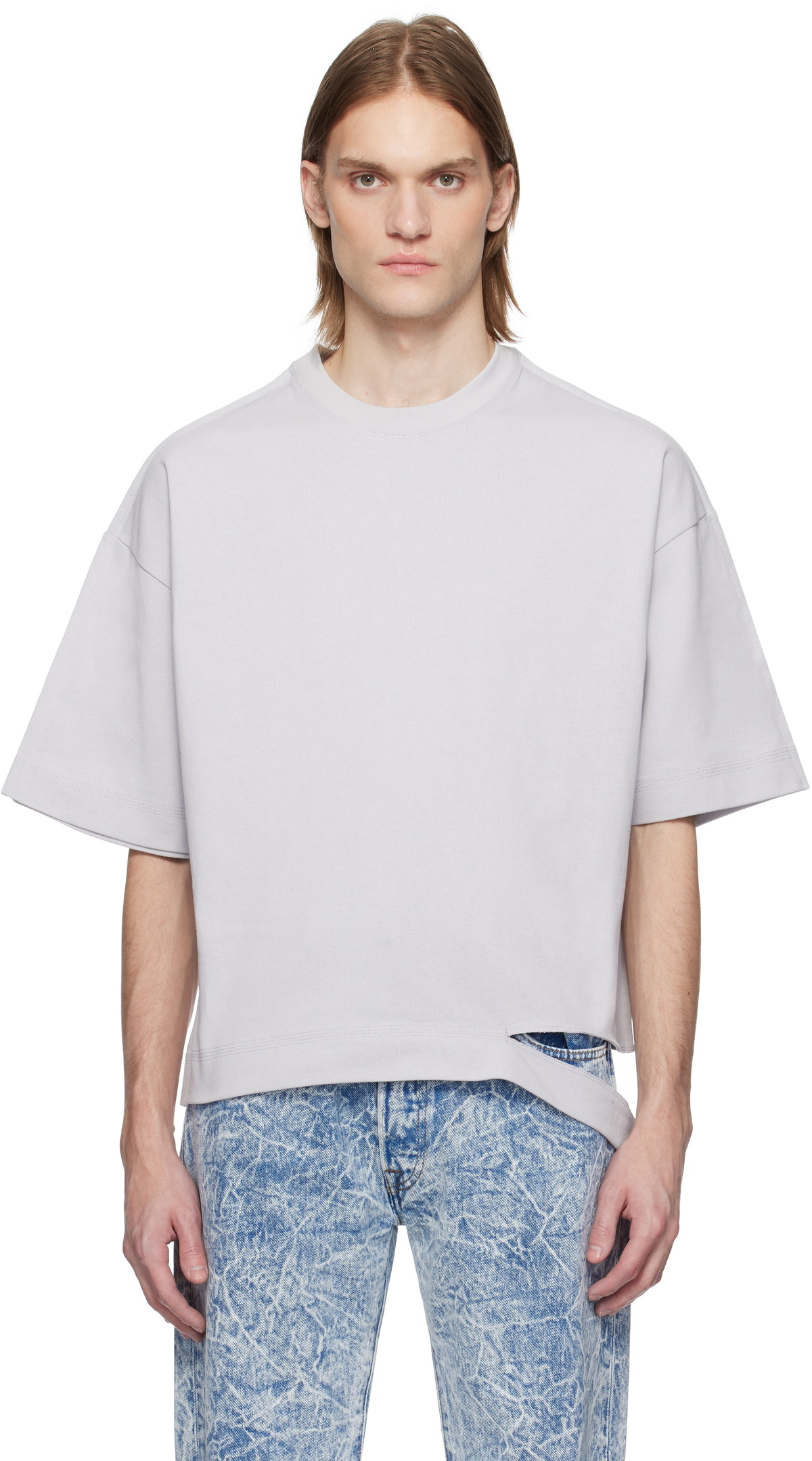 Karmuel Young Gray Square XY-Plane Cutout T-shirt