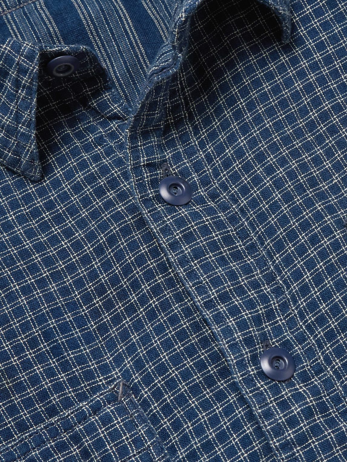 RRL - Harvest Checked Cotton Shirt - Blue