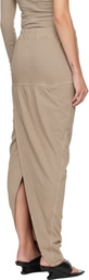 Rick Owens DRKSHDW Taupe Concordians Pull On Pillar Maxi Skirt