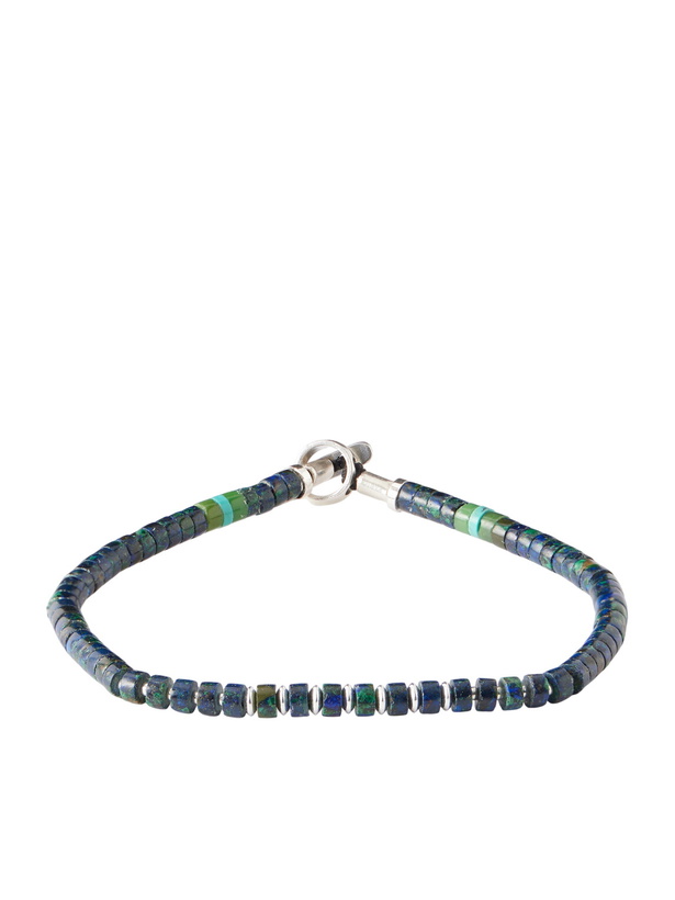 Photo: Mikia - Heishi Sterling Silver and Azurite Beaded Bracelet - Blue