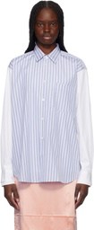 Comme des Garçons Shirt Blue & White Cotton Poplin Striped & Plain Shirt