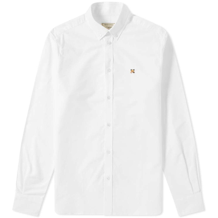 Photo: Maison Kitsun&eacute; Fox Head Patch Button Down Oxford Shirt White