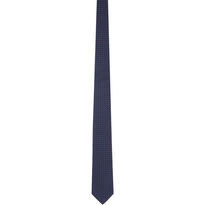 Photo: Salvatore Ferragamo Navy Jacquard Silk Double Gancini Tie