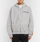 Heron Preston - Logo-Print Mélange Loopback Cotton-Jersey Hoodie - Men - Gray