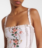 Agua by Agua Bendita Limon ruffled embroidered swimsuit