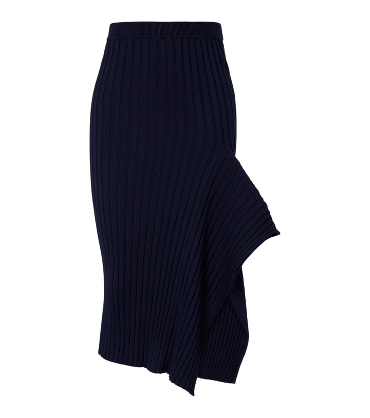 Photo: Stella McCartney Ribbed-knit ruffled cotton midi skirt