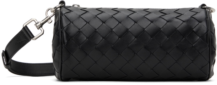 Photo: Bottega Veneta Black Mini Intrecciato Barrel Bag