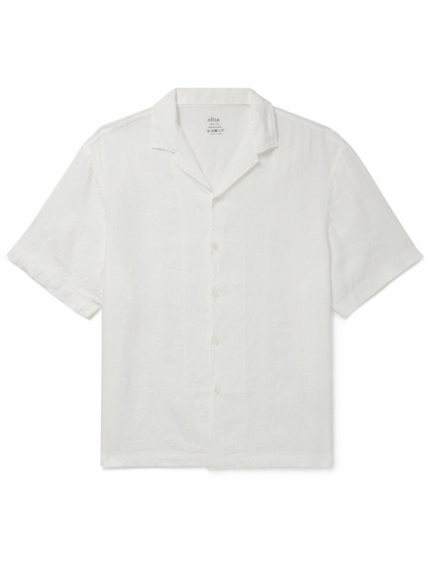 Photo: Altea - Bart Camp-Collar Garment-Dyed Linen Shirt - White