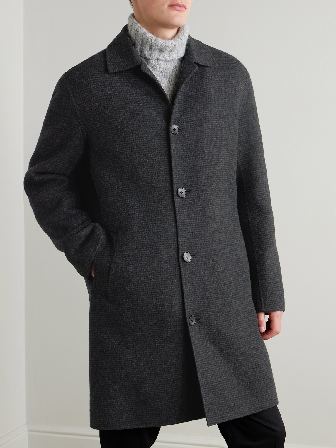 Mr P. - Checked Double-Faced Wool and Cashmere-Blend Coat - Gray