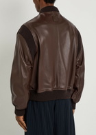 Loewe Rib-trimmed Leather Bomber Jacket Brown