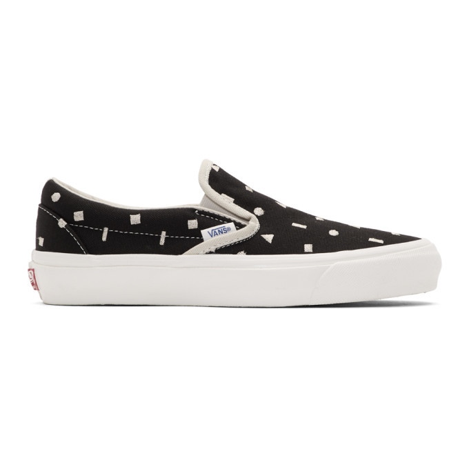 Photo: Vans Black Canvas Embroidery OG Slip-On Lx Sneakers