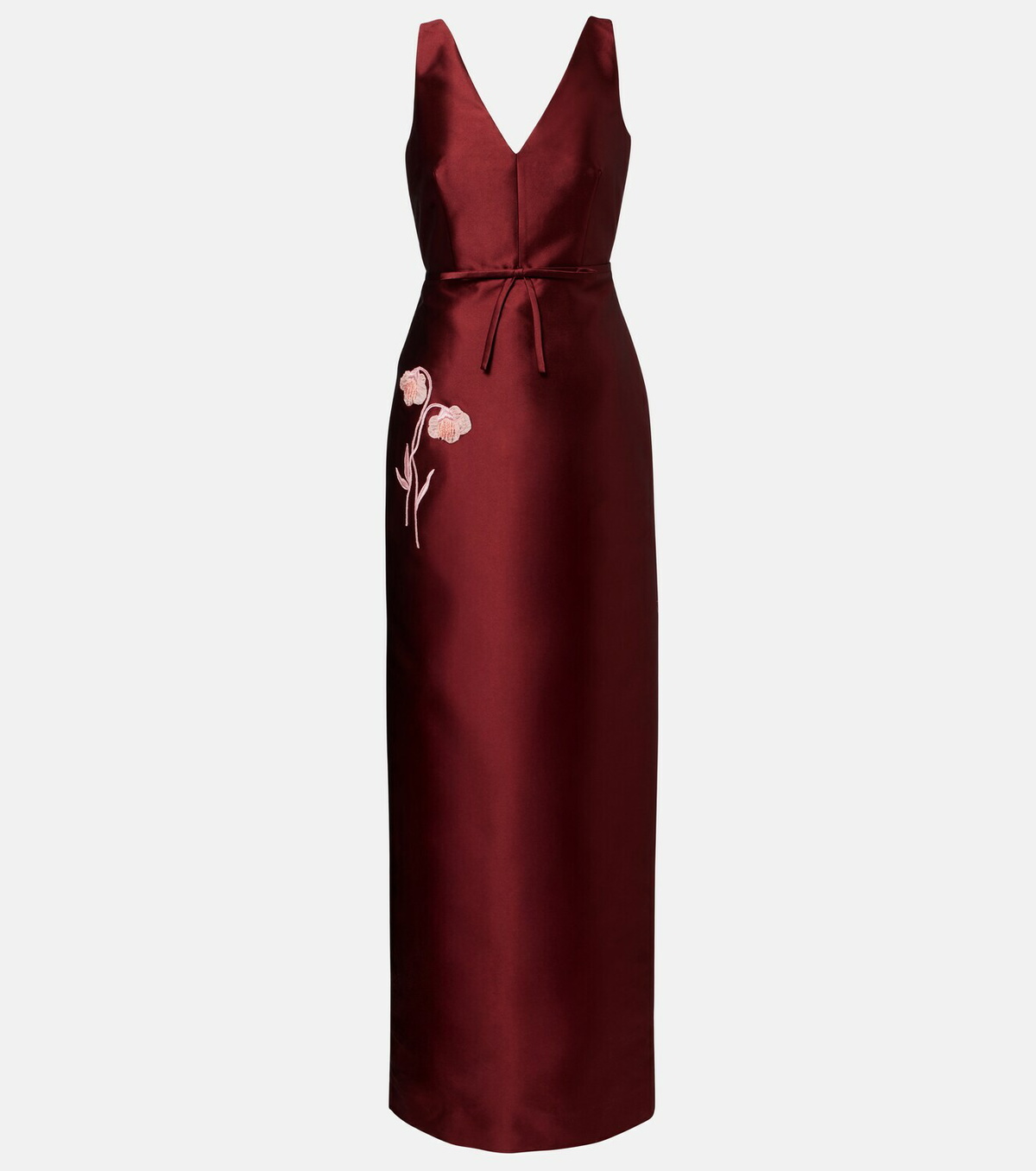Erdem Floral-appliqué satin gown