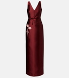 Erdem Floral-appliqué satin gown