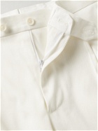 DE PETRILLO - Slim-Fit Pleated Cotton-Blend Twill Bermuda Shorts - White