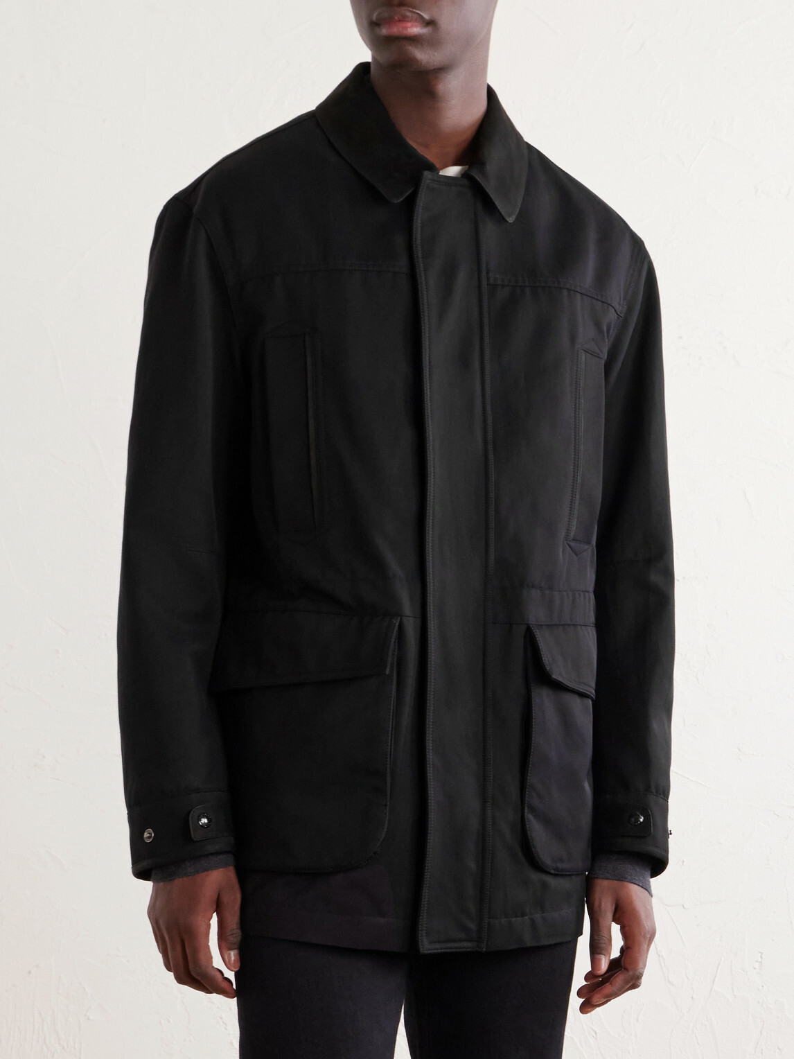 TOM FORD - Suede-Trimmed Cotton-Blend Twill Jacket - Black