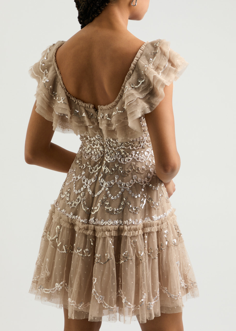 Needle & Thread Everthine Sequin-embellished Tulle Mini Dress Beige Needle & Thread Needle & Thread Everthine Sequin-embellished Tulle Mini Dress Beige Needle & Thread
