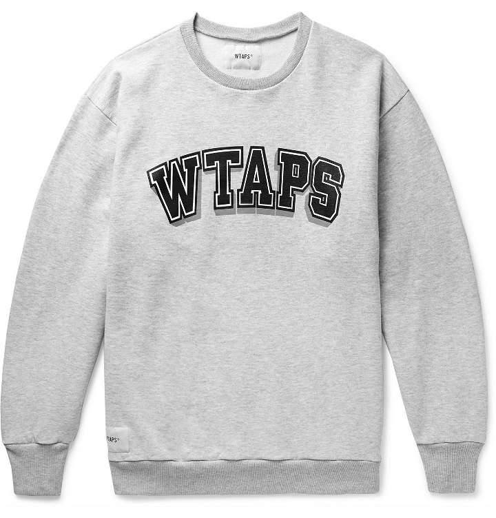 Photo: WTAPS - Dawn Logo-Print Mélange Fleece-Back Cotton-Blend Jersey Sweatshirt - Gray
