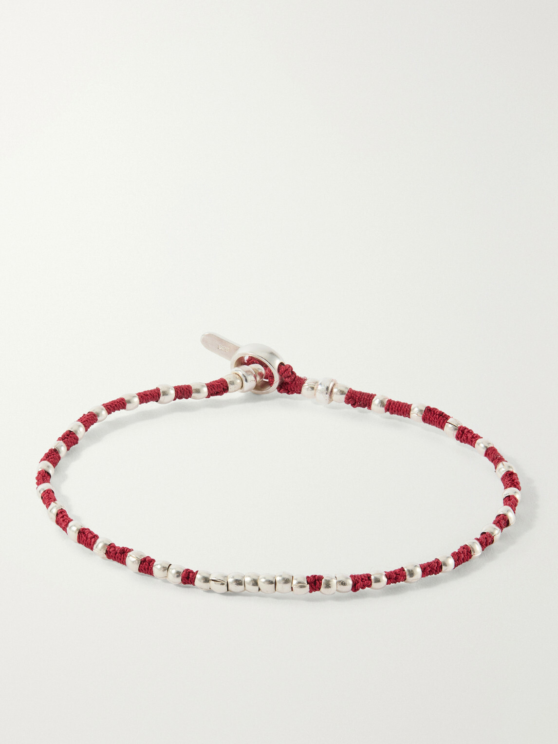 Mikia - Braided Cord and Sterling Silver Beaded Bracelet - Red