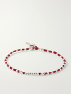 Mikia - Braided Cord and Sterling Silver Beaded Bracelet - Red