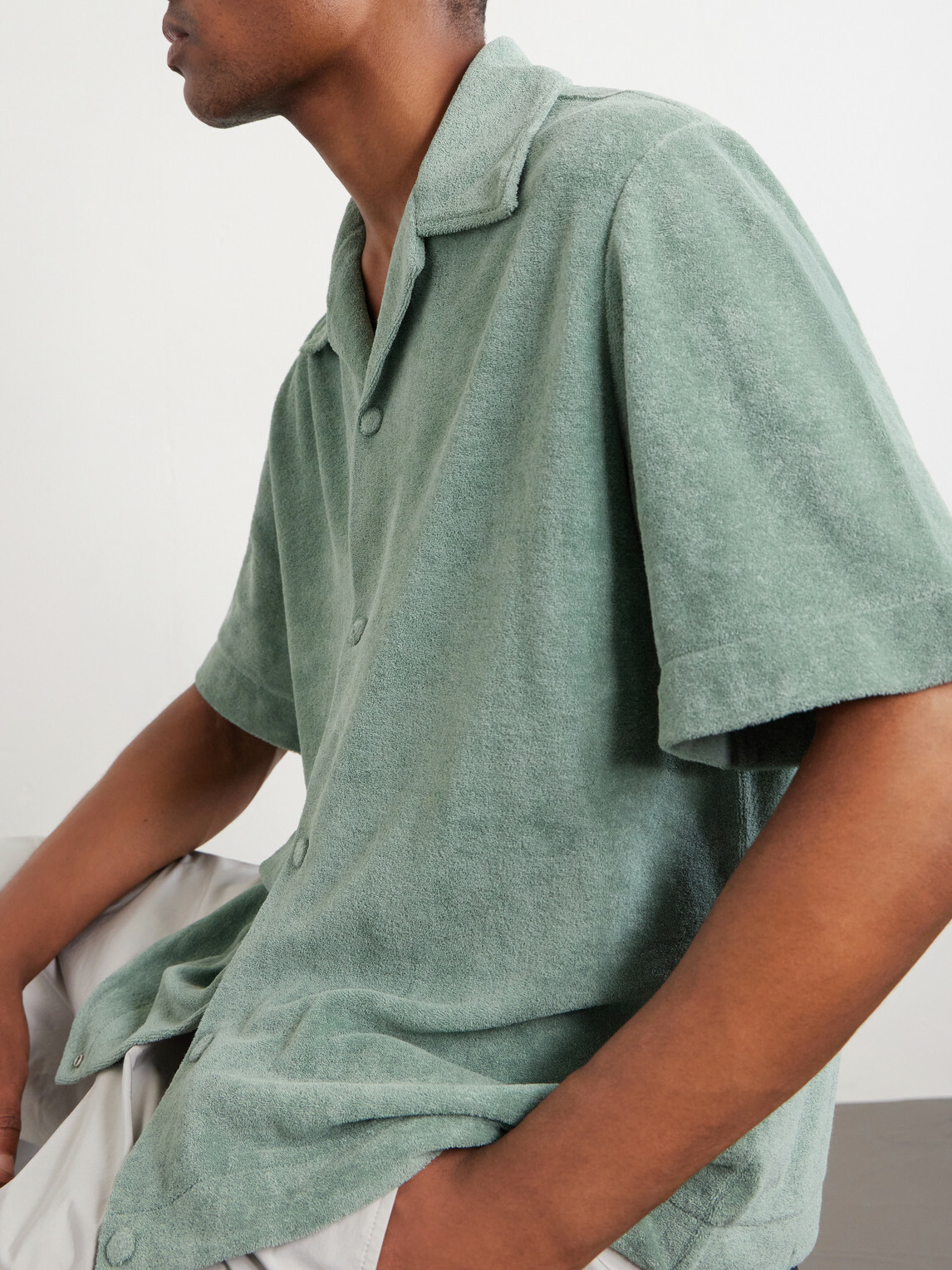 Jil Sander - Camp-Collar Cotton-Terry Shirt - Green