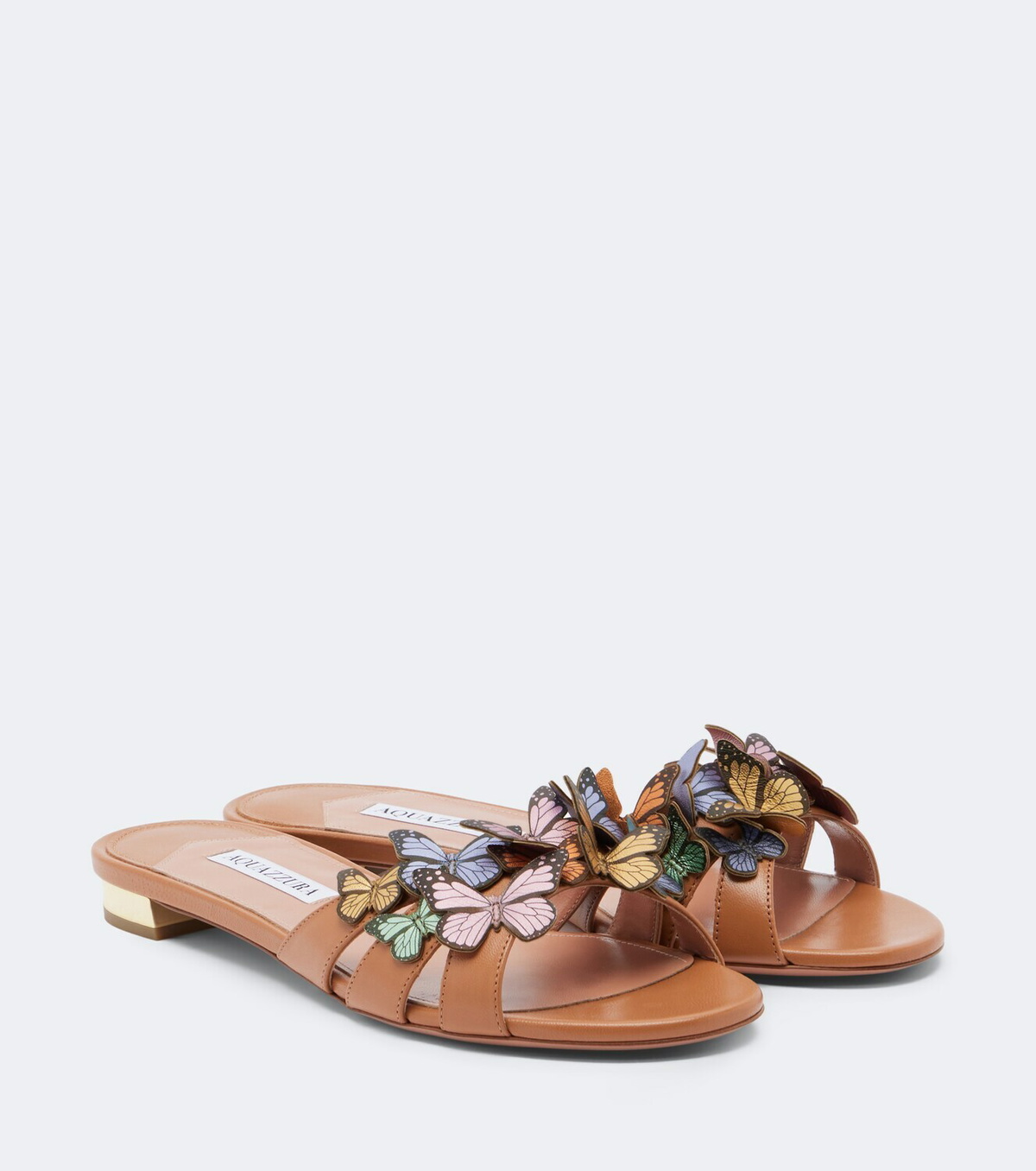 Aquazzura Papillon appliqué leather slides