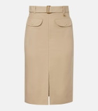 Moncler Belted cotton pencil skirt