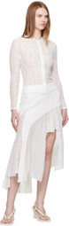 Pushbutton White Lace Trim Mermaid Midi Skirt