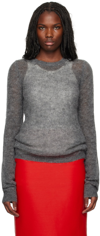 Photo: Sportmax Gray Stretch Alpaca & Wool Crewneck Sweater