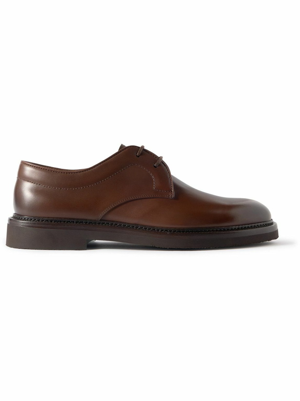 Photo: Dunhill - Apsley Glossed-Leather Derby Shoes - Brown