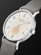 NOMOS Glashütte - Tangente 38 Date Schulhausweiß Limited Edition Hand-Wound 37.5mm Stainless Steel and Webbing Watch, Ref. No. 179.S11