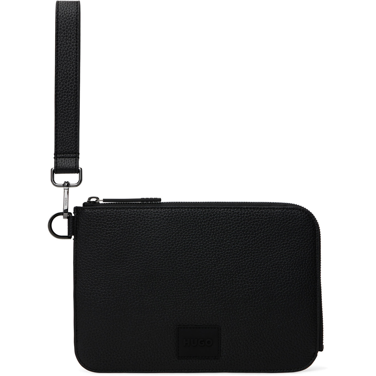 Hugo Black Grained Faux-Leather Pouch