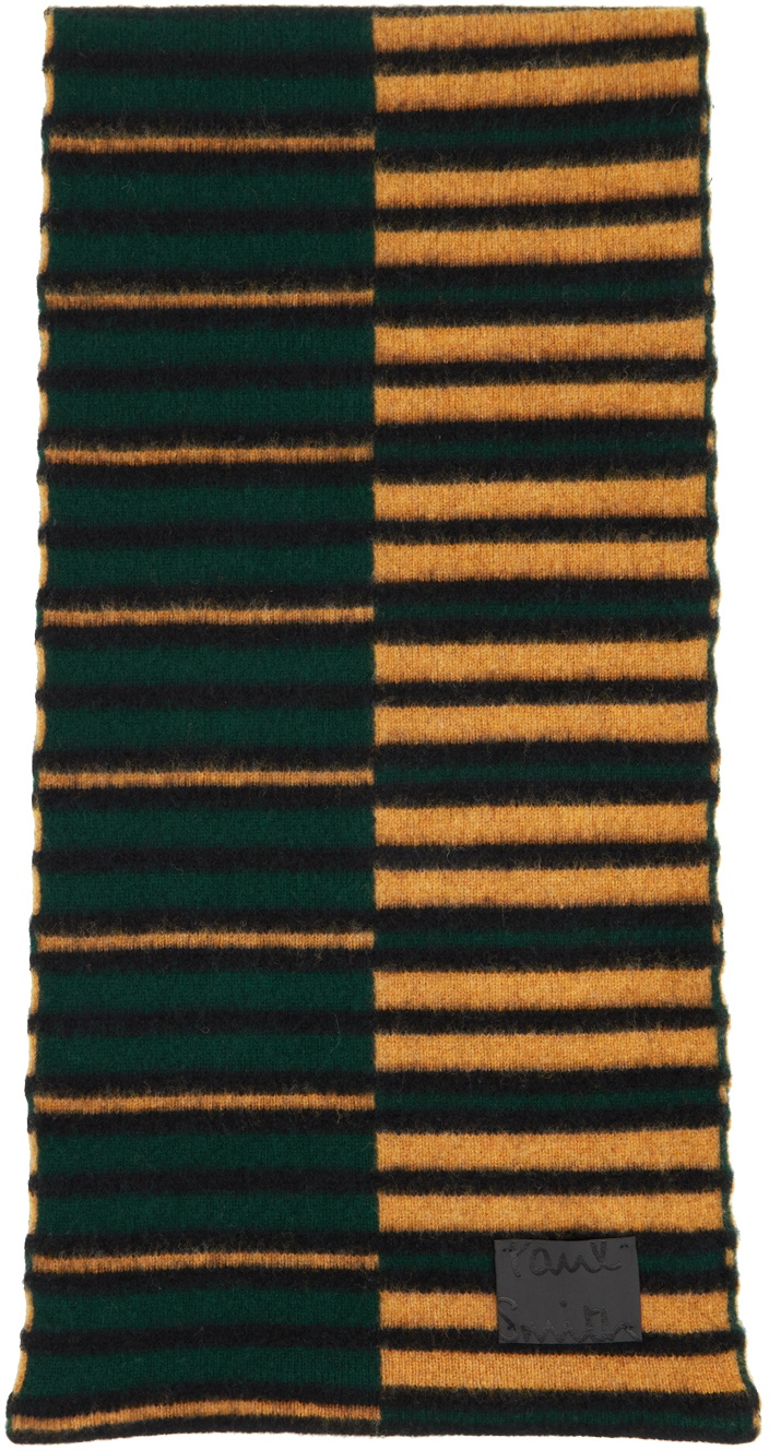 Paul Smith Green & Brown Inverted Stripe Scarf