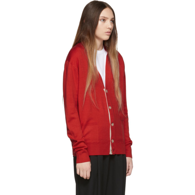 Maison Kitsune Red Wool Classic Cardigan Maison Kitsune