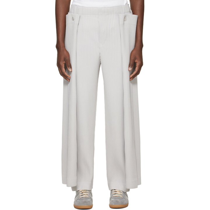 Photo: HOMME PLISSÉ ISSEY MIYAKE Gray Motion Blur Trousers