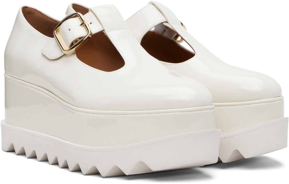 Stella McCartney White Elyse T-Bar Platform Mary Jane Derbys
