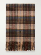 Polo Ralph Lauren - Fringed Logo-Embroidered Checked Recycled Cashmere and Wool-Blend Scarf