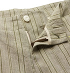 Nicholas Daley - Wide-Leg Striped Linen Trousers - Green